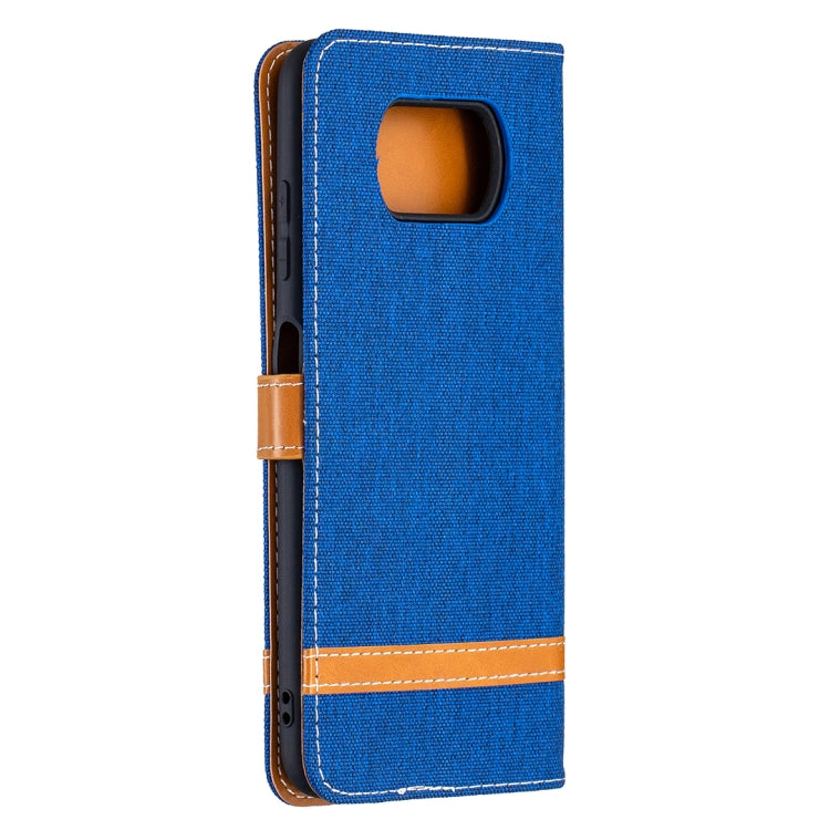 For Xiaomi Mi Poco X3 Color Matching Denim Texture Leather Case with Holder & Card Slots & Wallet & Lanyard