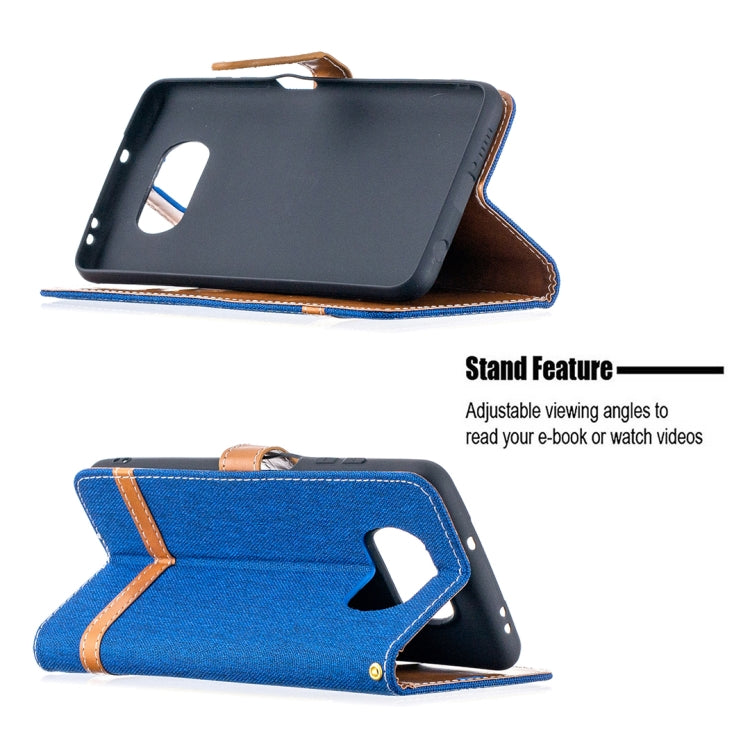 For Xiaomi Mi Poco X3 Color Matching Denim Texture Leather Case with Holder & Card Slots & Wallet & Lanyard