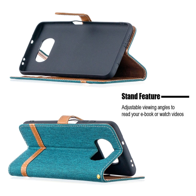 For Xiaomi Mi Poco X3 Color Matching Denim Texture Leather Case with Holder & Card Slots & Wallet & Lanyard