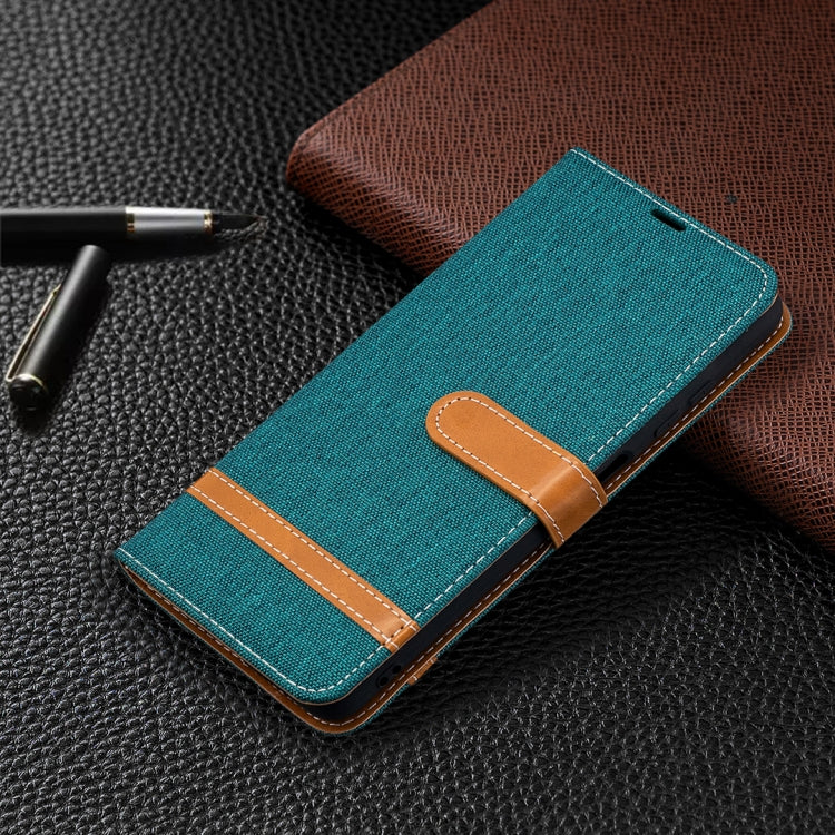 For Xiaomi Mi Poco X3 Color Matching Denim Texture Leather Case with Holder & Card Slots & Wallet & Lanyard