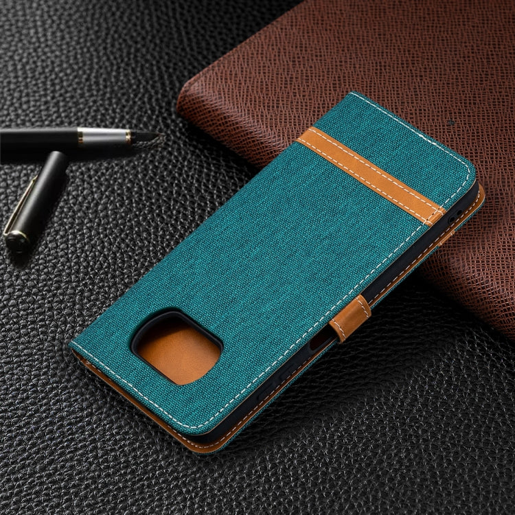 For Xiaomi Mi Poco X3 Color Matching Denim Texture Leather Case with Holder & Card Slots & Wallet & Lanyard