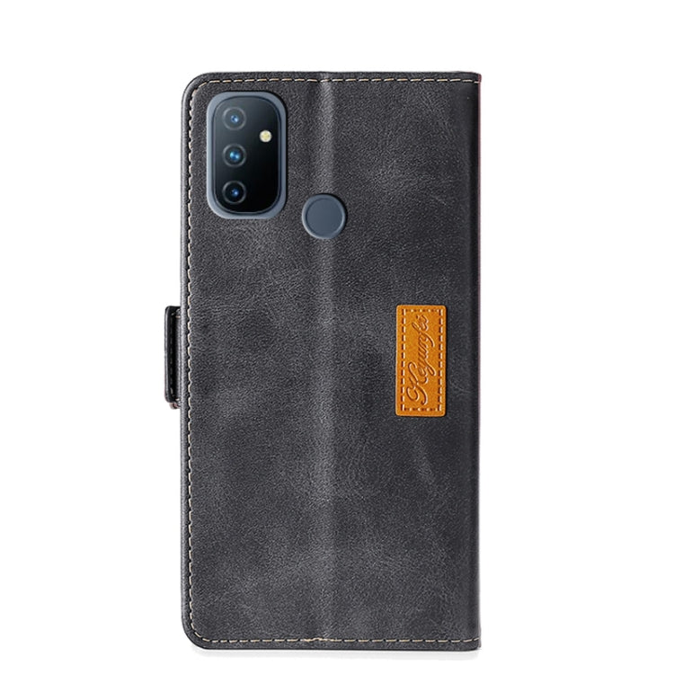 For OnePlus Nord N100 Retro Texture Contrast Color Side Buckle Horizontal Flip Leather Case with Holder & Card Slots & Wallet