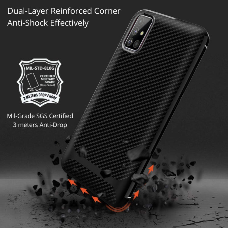 For OPPO A52 / A72 / A92 Carbon Fiber Texture Shockproof TPU Protective Case