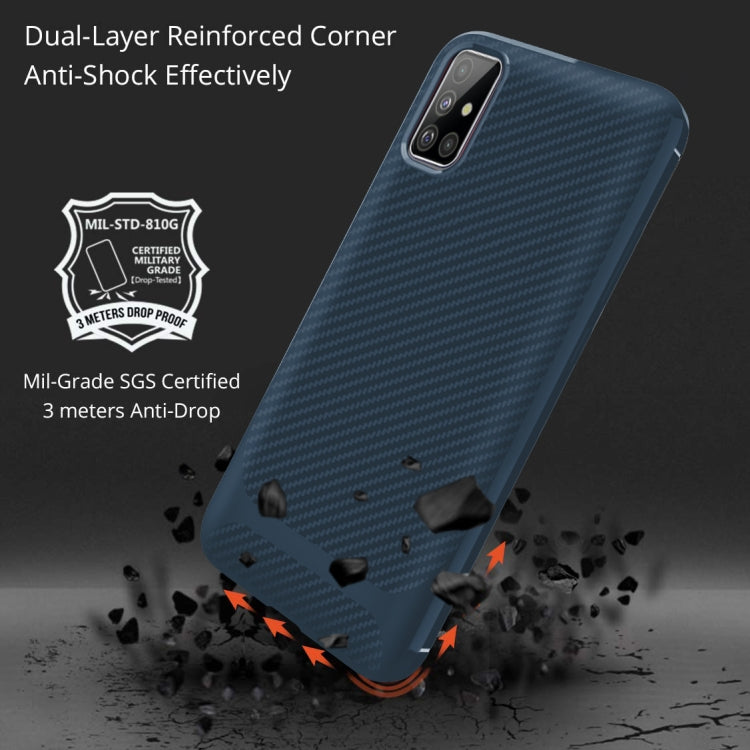 For OPPO A52 / A72 / A92 Carbon Fiber Texture Shockproof TPU Protective Case