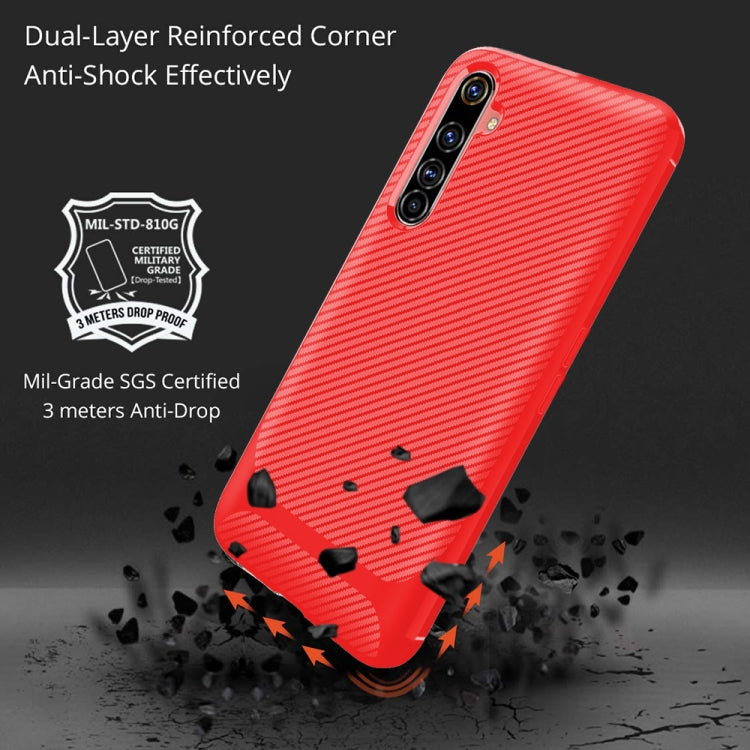 For OPPO Realme 6 Carbon Fiber Texture Shockproof TPU Protective Case