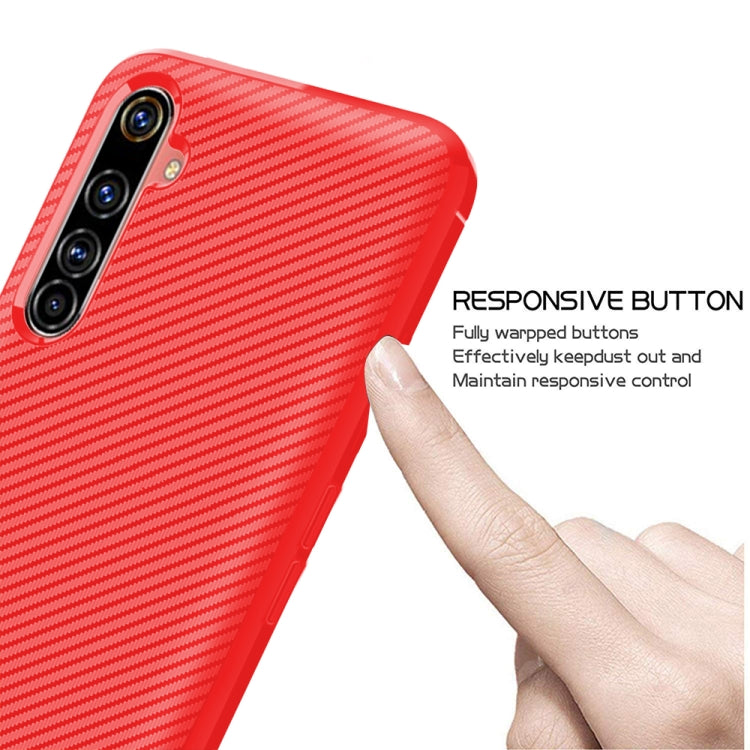 For OPPO Realme 6 Pro Carbon Fiber Texture Shockproof TPU Protective Case