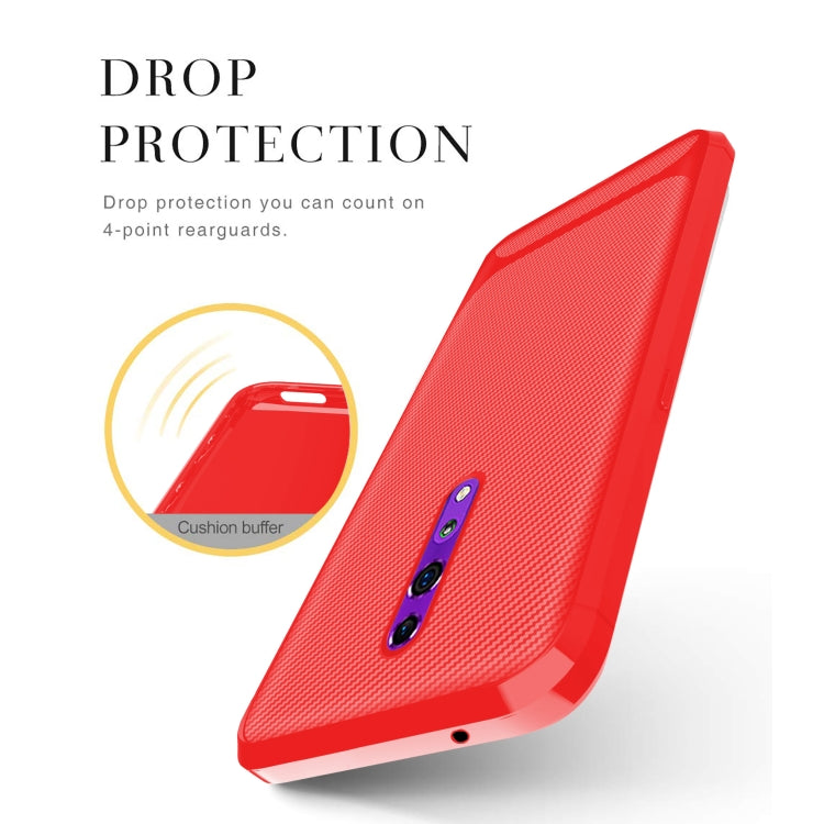 For OPPO Reno Carbon Fiber Texture Shockproof TPU Protective Case