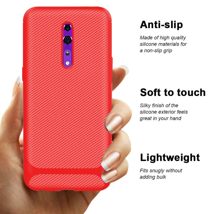 For OPPO Reno Carbon Fiber Texture Shockproof TPU Protective Case