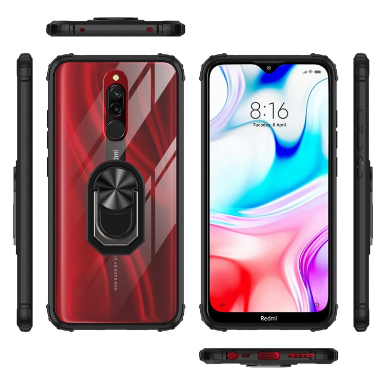 For Xiaomi Redmi 8A Shockproof Transparent TPU + Acrylic Protective Case with Ring Holder