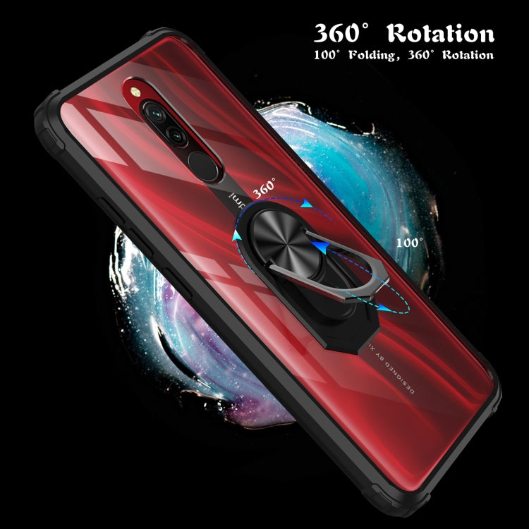 For Xiaomi Redmi 8A Shockproof Transparent TPU + Acrylic Protective Case with Ring Holder