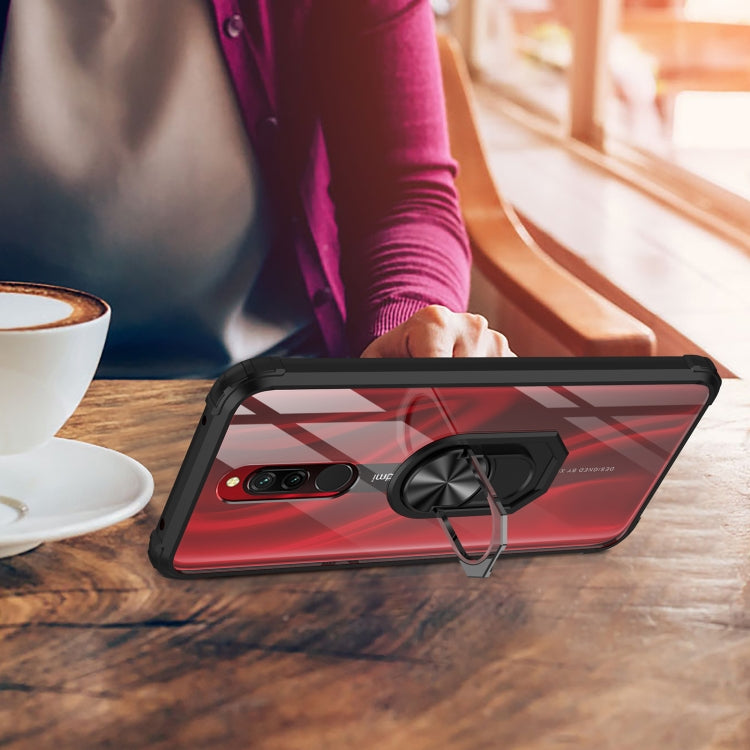 For Xiaomi Redmi 8A Shockproof Transparent TPU + Acrylic Protective Case with Ring Holder