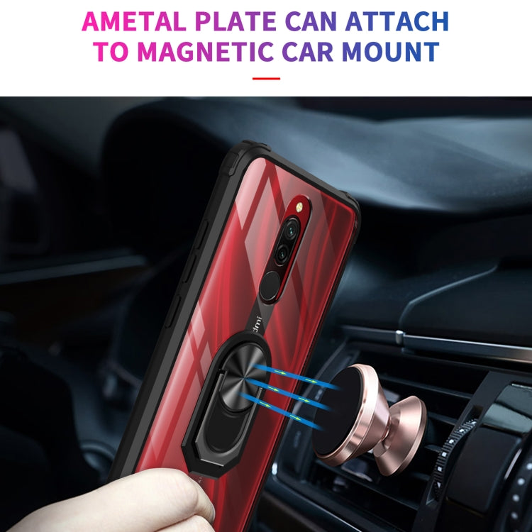 For Xiaomi Redmi 8A Shockproof Transparent TPU + Acrylic Protective Case with Ring Holder