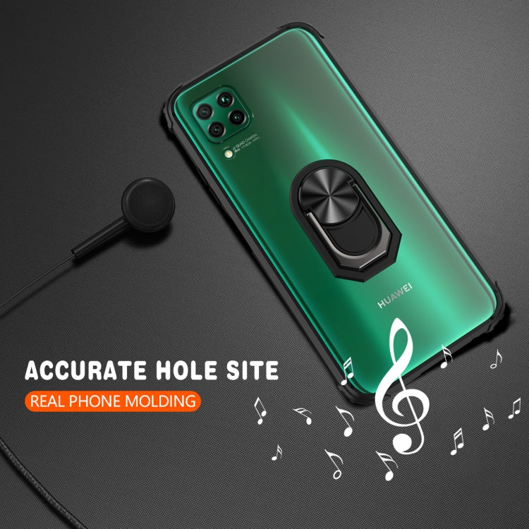 For Huawei P40 Lite Shockproof Transparent TPU + Acrylic Protective Case with Ring Holder