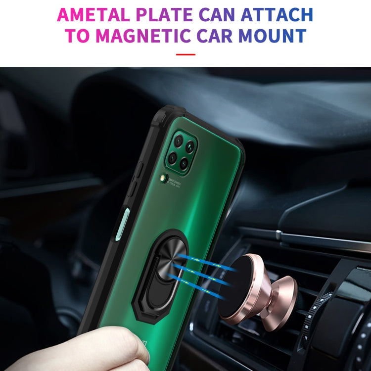 For Huawei P40 Lite Shockproof Transparent TPU + Acrylic Protective Case with Ring Holder