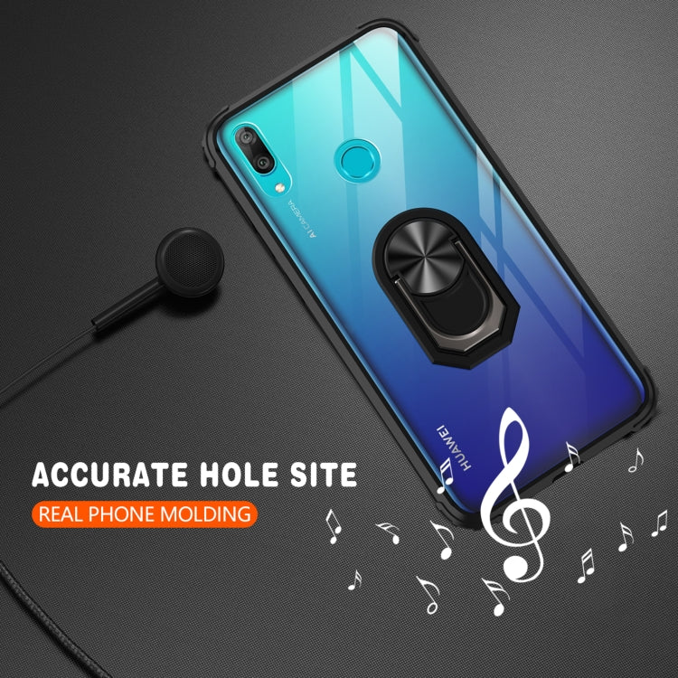 For Huawei Y7 Prime (2019) Shockproof Transparent TPU + Acrylic Protective Case with Ring Holder