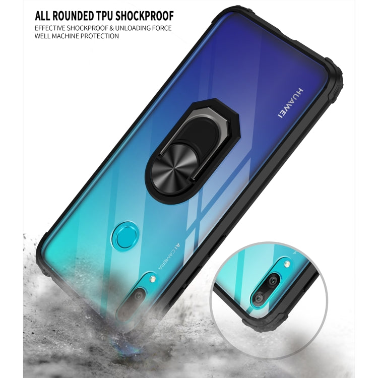 For Huawei Y7 Prime (2019) Shockproof Transparent TPU + Acrylic Protective Case with Ring Holder