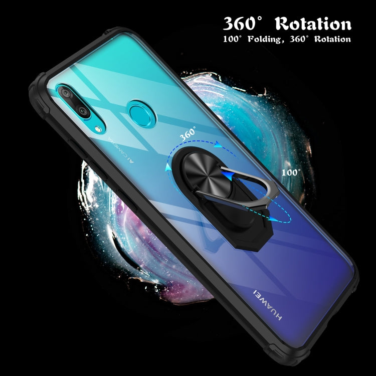For Huawei Y7 Prime (2019) Shockproof Transparent TPU + Acrylic Protective Case with Ring Holder