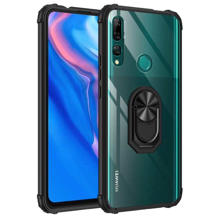 For Huawei Y9 Prime (2019) Shockproof Transparent TPU + Acrylic Protective Case with Ring Holder