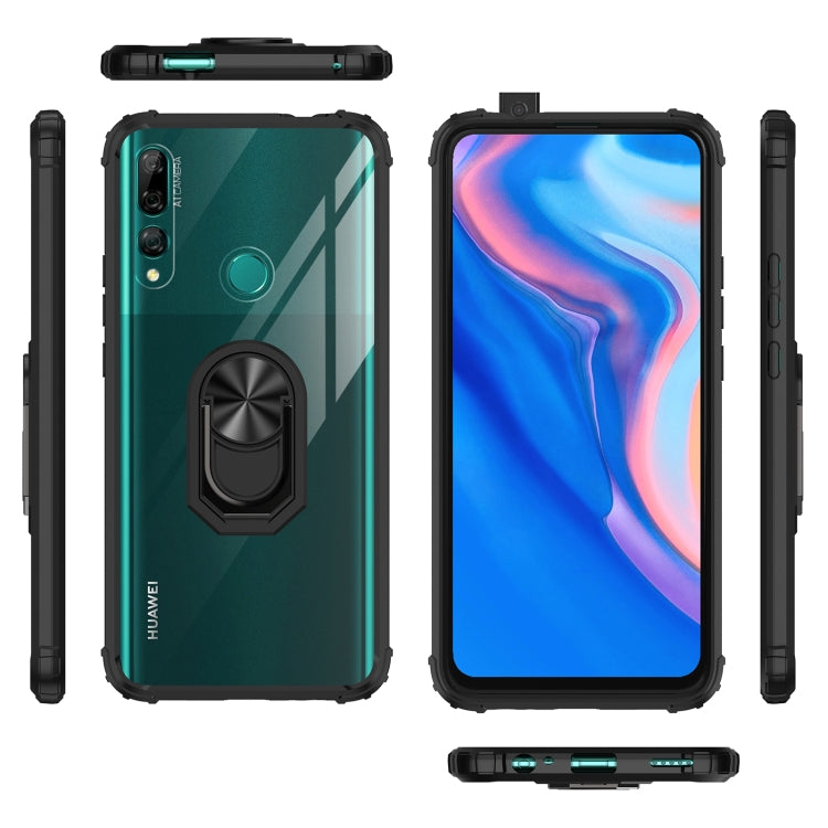 For Huawei Y9 Prime (2019) Shockproof Transparent TPU + Acrylic Protective Case with Ring Holder