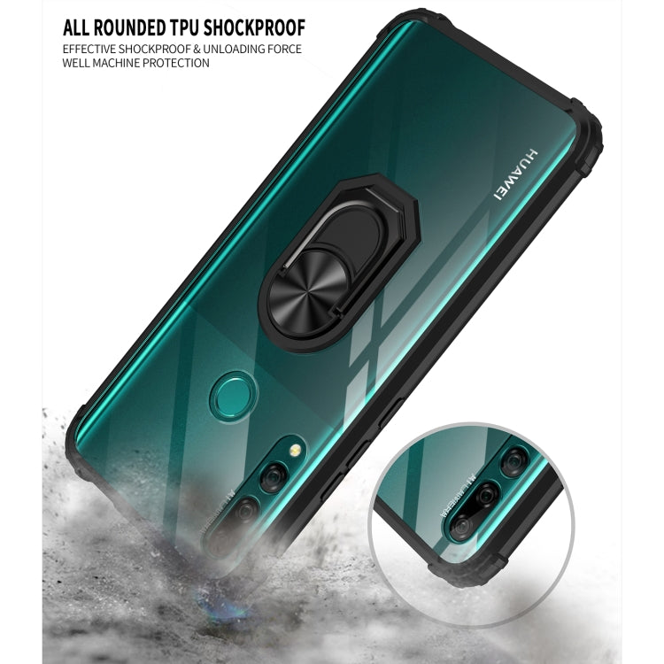 For Huawei Y9 Prime (2019) Shockproof Transparent TPU + Acrylic Protective Case with Ring Holder