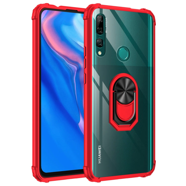 For Huawei Y9 Prime (2019) Shockproof Transparent TPU + Acrylic Protective Case with Ring Holder