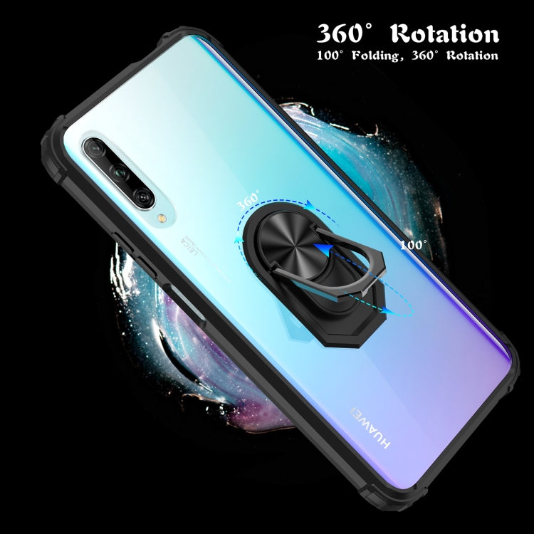For Huawei Y9s Shockproof Transparent TPU + Acrylic Protective Case with Ring Holder