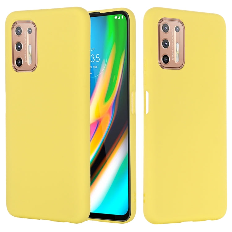 For Motorola Moto G9 Plus Pure Color Liquid Silicone Shockproof Full Coverage Case