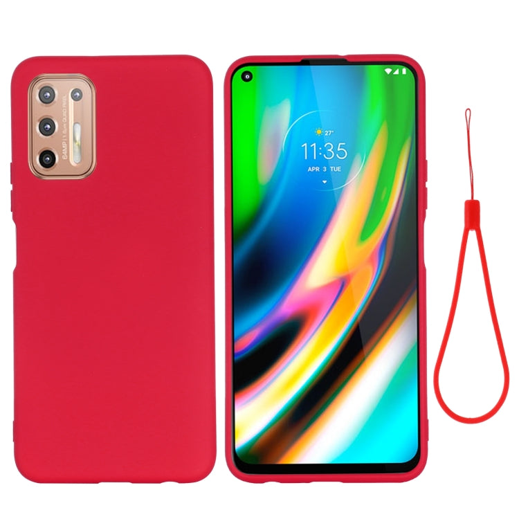 For Motorola Moto G9 Plus Pure Color Liquid Silicone Shockproof Full Coverage Case
