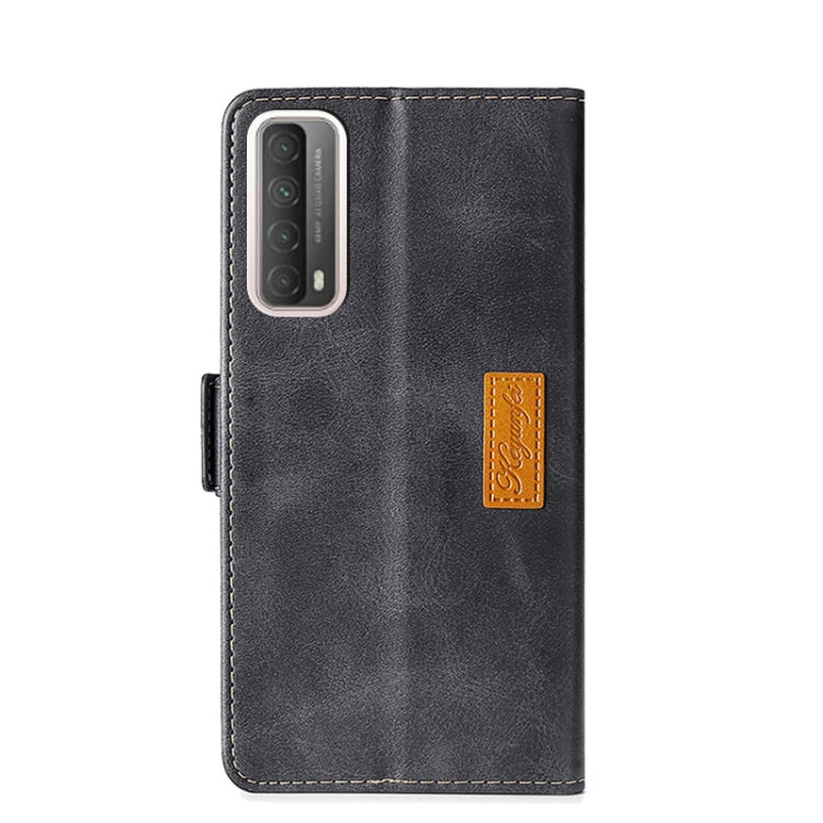 For Huawei P Smart 2021 Contrasting Color Side Buckle Horizontal Flip Leather Case with Bracket & Card Slot & Wallet