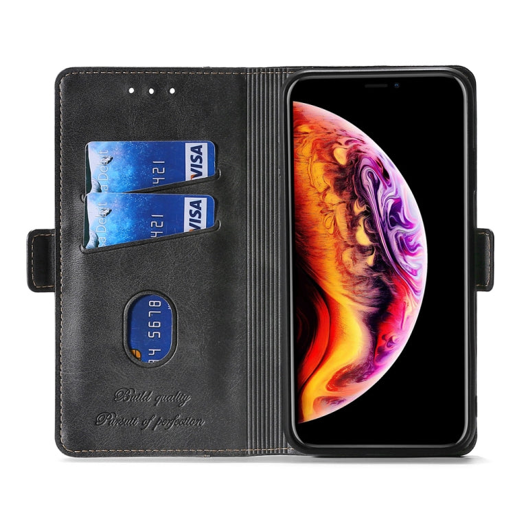 For Huawei P Smart 2021 Contrasting Color Side Buckle Horizontal Flip Leather Case with Bracket & Card Slot & Wallet