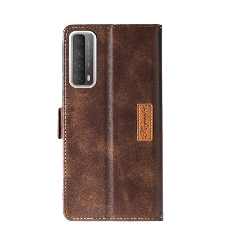 For Huawei P Smart 2021 Contrasting Color Side Buckle Horizontal Flip Leather Case with Bracket & Card Slot & Wallet