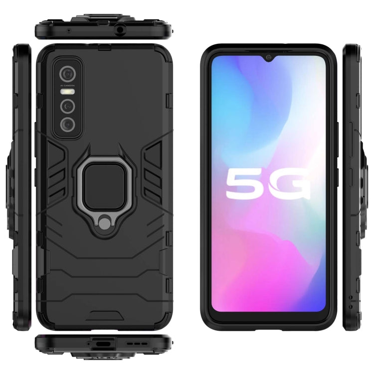 For vivo Y73s PC + TPU Shockproof Protective Case with Magnetic Ring Holder