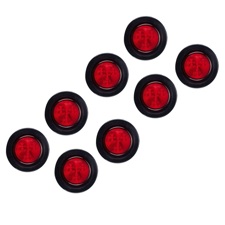 8 PCS Truck Trailer Red LED 2 inch Round Side Marker Clearance Tail Light Kits with Heat Shrink Tube