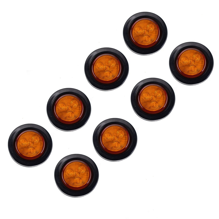 8 PCS Truck Trailer Yellow LED 2 inch Round Side Marker Clearance Tail Light Kits with Heat Shrink Tube