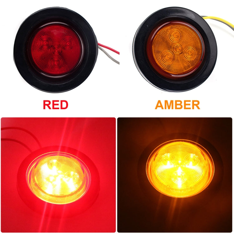 8 PCS Truck Trailer Red & Amber LED 2 inch Round Side Marker Clearance Tail Light Kits with Heat Shrink Tube