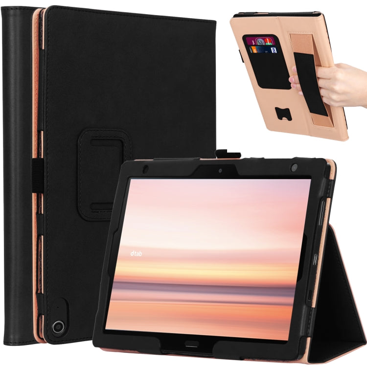 WY-606C For Sharp Dtab D-41A (2020) Retro Texture PU + TPU Horizontal Flip Leather Case with Holder & Card Slots & Hand Strap