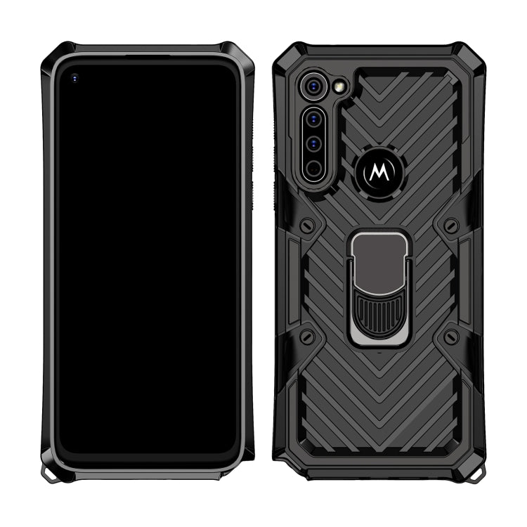 For Motorola Moto G8 Power Cool Armor PC + TPU Shockproof Case with 360 Degree Rotation Ring Holder