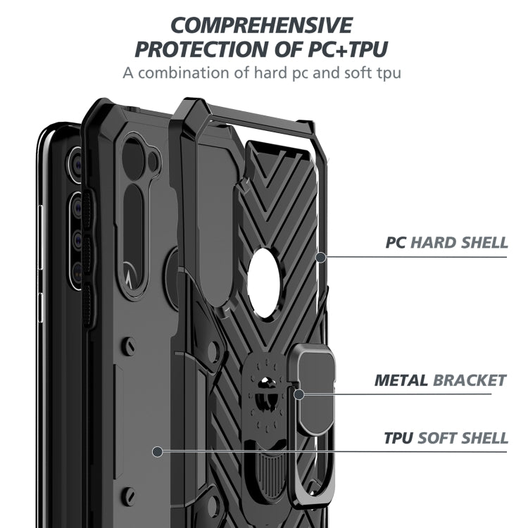 For Motorola Moto G8 Power Cool Armor PC + TPU Shockproof Case with 360 Degree Rotation Ring Holder