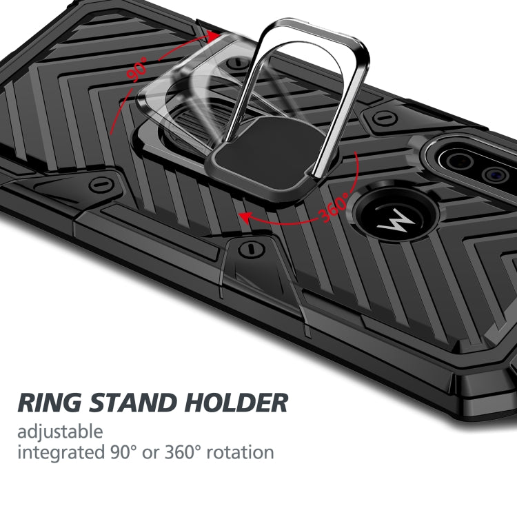 For Motorola Moto G8 Power Cool Armor PC + TPU Shockproof Case with 360 Degree Rotation Ring Holder