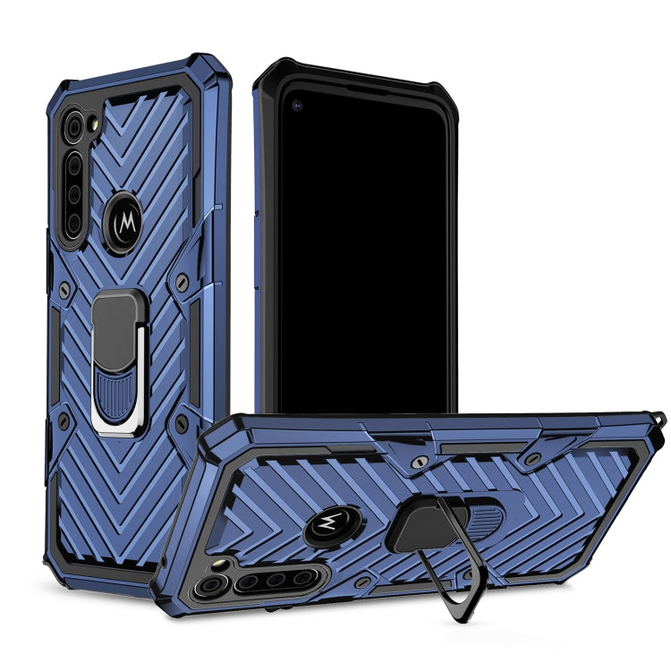 For Motorola Moto G8 Power Cool Armor PC + TPU Shockproof Case with 360 Degree Rotation Ring Holder