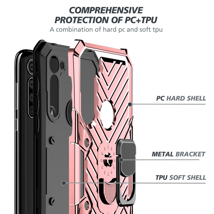 For Motorola Moto G8 Power Cool Armor PC + TPU Shockproof Case with 360 Degree Rotation Ring Holder