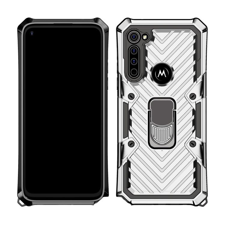 For Motorola Moto G8 Power Cool Armor PC + TPU Shockproof Case with 360 Degree Rotation Ring Holder