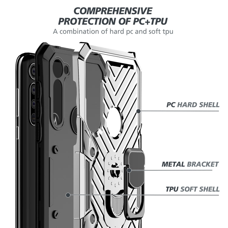 For Motorola Moto G8 Power Cool Armor PC + TPU Shockproof Case with 360 Degree Rotation Ring Holder