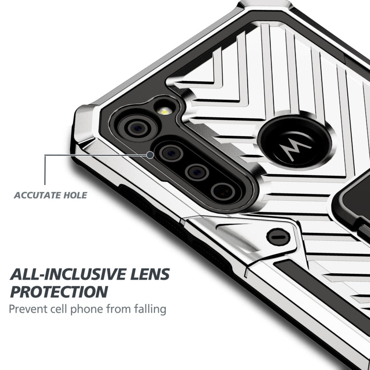 For Motorola Moto G8 Power Cool Armor PC + TPU Shockproof Case with 360 Degree Rotation Ring Holder