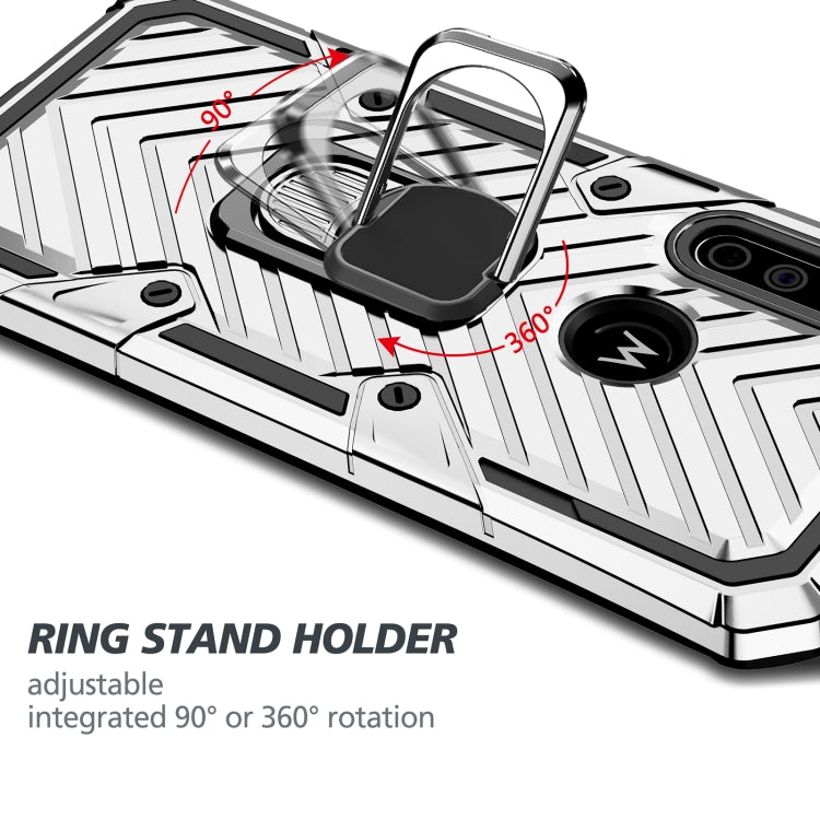 For Motorola Moto G8 Power Cool Armor PC + TPU Shockproof Case with 360 Degree Rotation Ring Holder