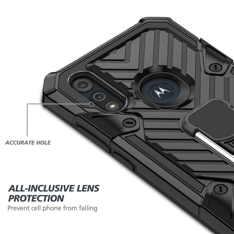 For Motorola Moto E6s (2020) Cool Armor PC + TPU Shockproof Case with 360 Degree Rotation Ring Holder