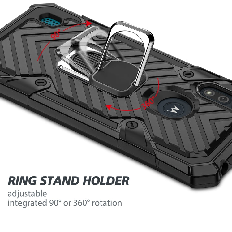 For Motorola Moto E6s (2020) Cool Armor PC + TPU Shockproof Case with 360 Degree Rotation Ring Holder