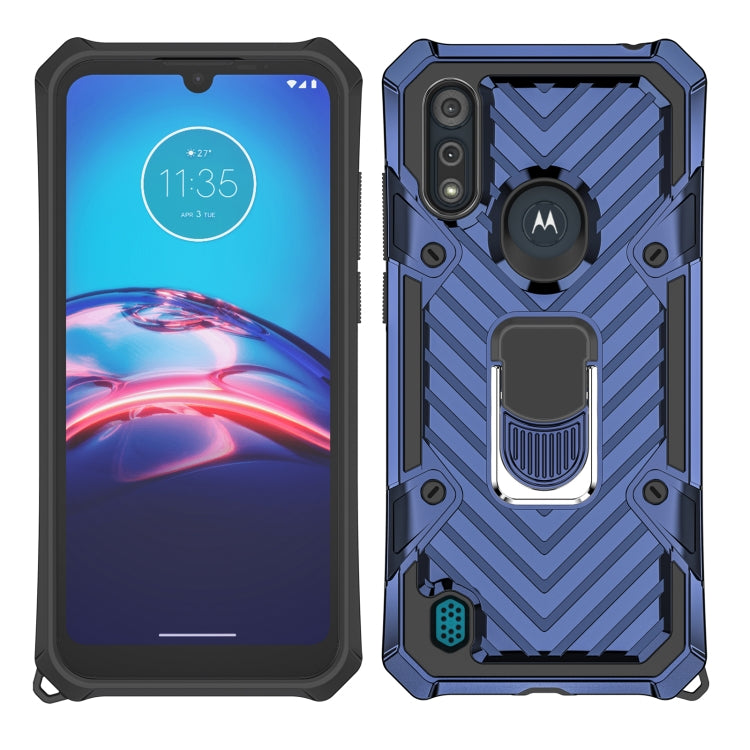 For Motorola Moto E6s (2020) Cool Armor PC + TPU Shockproof Case with 360 Degree Rotation Ring Holder