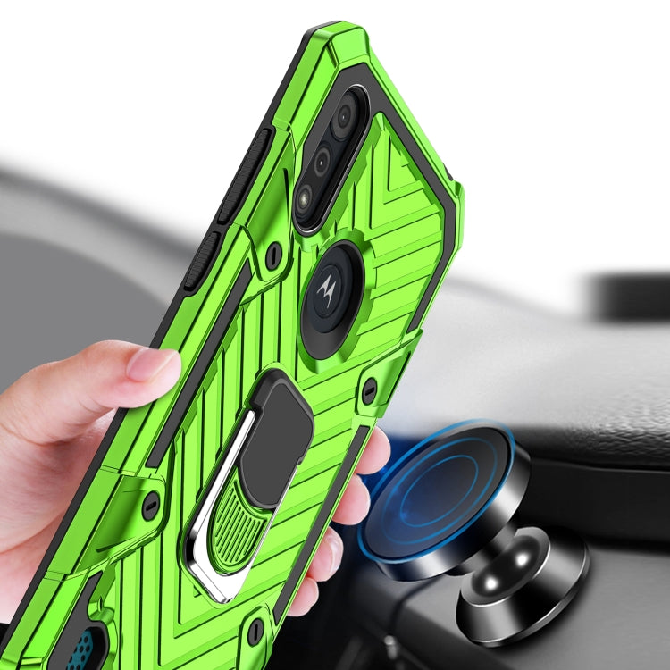 For Motorola Moto E6s (2020) Cool Armor PC + TPU Shockproof Case with 360 Degree Rotation Ring Holder