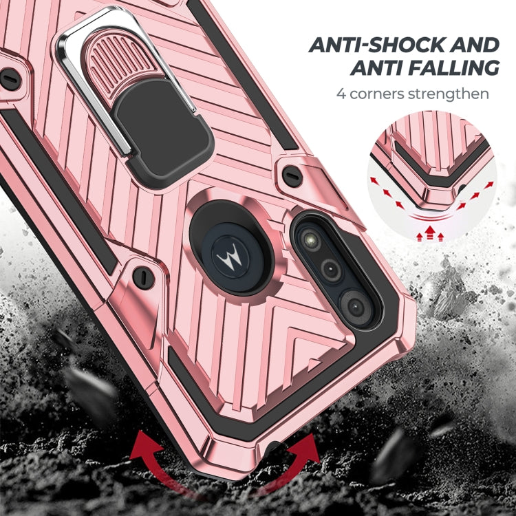 For Motorola Moto E6s (2020) Cool Armor PC + TPU Shockproof Case with 360 Degree Rotation Ring Holder